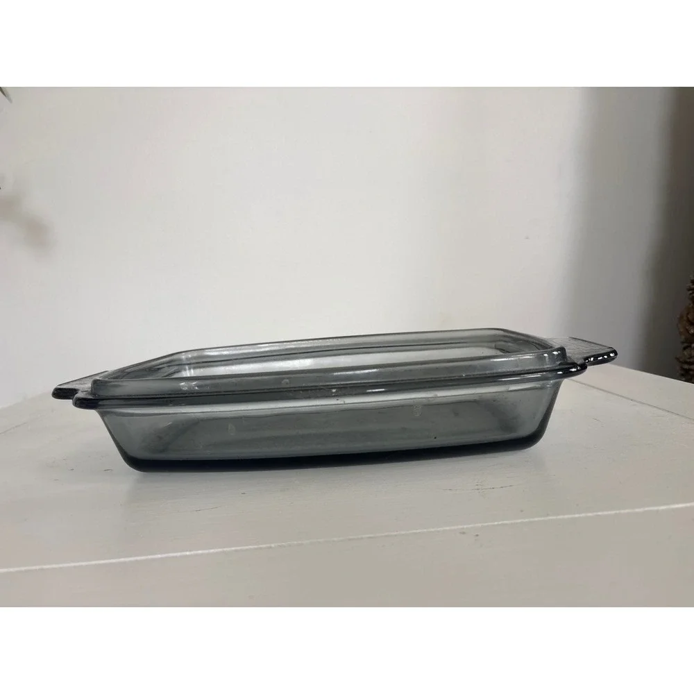 Vintage Visions Smoke Grey Glass Rectangular Baking Dish